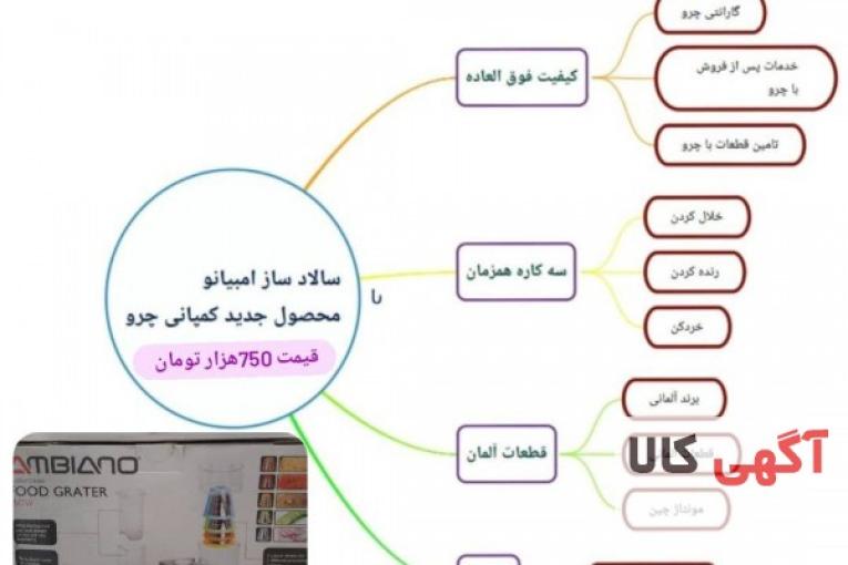 سالاد ساز امبیانو 150وات، پنج کلە (پنج رنگ مجزا) برای درست کردن انواع سالاد خلال کردن رندەکردن و خردکرن 
