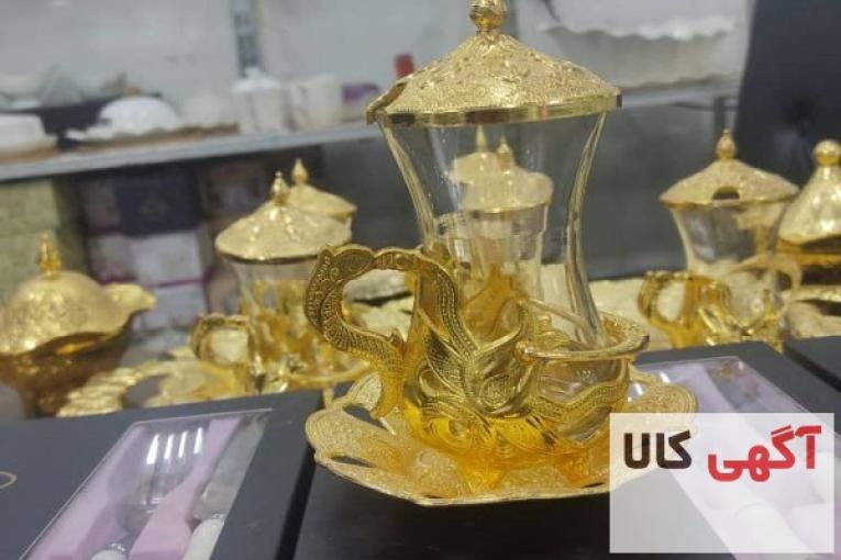 ست طلایی مخصوص  چایخوری رنگ ثابت  